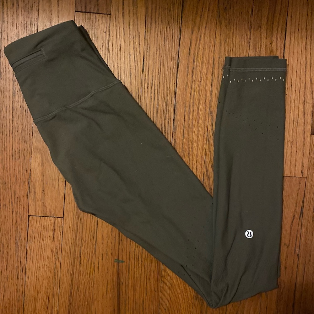 Lululemon sage green full length leggings. no tag, no pilling, barely worn. - Picture 1 of 3